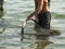 Man with nets in Lake Caldaro_deep