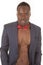 Man no shirt bowtie jacket serious