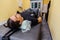 Man at non-surgical spinal decompression procedure