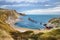 Man O`War Cove on the Dorset coast in southern England, between the headlands of Durdle Door to the west and Man O War Head to th