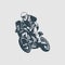 Man on off road motorcycle monogram design logo inspiration