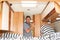 Man open wooden door in campervan motorhome during vanlife vacation in  RV