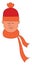 A man with an orange scarf tied around his neck vector or color illustration