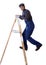 Man in Overalls on Ladder