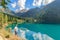 Man overlooking the alpine lake lago Anterselva