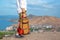 A man overlooking a panoramic view of a beautiful coastline