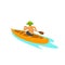 Man paddling on a canoe boat vector