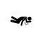 Man, painful, palm, stick icon. Element of man fall down. Premium quality graphic design icon. Signs and symbols collection icon