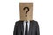 Man with Paper Bag with question mark on his head
