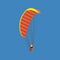 Man paragliding on a parachute. Parachutist descending with a parachute.