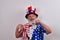 Man in patriotic costume is reminding people its time to vote