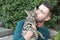 Man with pedigreed Savannah cat