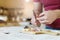 Man peeling garlic