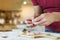 Man peeling garlic