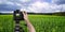 Man photographing landscape