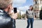 Man photographing young girl