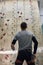 Man with physical disability preparing to bouldering training in indoor settings