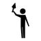 Man pictogram holding trowel construction tool