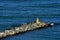 Man on the pier on the Black sea coast