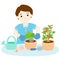 Man planting healthy organic vegetable cartoon