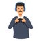 Man play video games icon cartoon vector. Gamer with mustaches