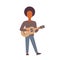 Man playing acoustic classical guitar african american hipster guitarist music singer concept male cartoon character