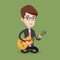 Man playing acoustic guitar vector illustration.