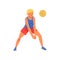 Man Playing with Ball Wearing Sports Uniform, Male Volleyball Player Professional Sportsman Character Vector