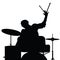 Man playing drumms silhouette in black color illustration