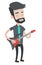 Man playing electric guitar vector illustration.