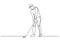 Man playing golf, continuous one line drawing. Minimalist hand drawn sketch contour hand drawn. Sport game and hobby theme