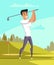 Man playing golf flat illustration