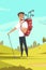 Man playing golf flat illustration