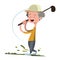 Man playing golf illustration cartoon character