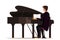 Man playing grand piano flat vector illustration