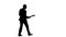 Man plays the melody on the guitar. Silhouette. Slow motion