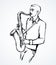 A man plays the saxophone. Vector drawing