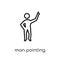 Man pointing icon. Trendy modern flat linear vector Man pointing