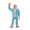 Man points up shows up finger standing on white background 3D illustration