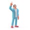 Man points up shows up finger standing on white background 3D illustration