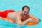 Man on a pool float