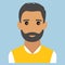 Man portrait. Beard. Modern avatar. Flat design vector illustration.