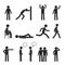 Man posture pictogram icons set. Human body action