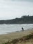 man practicing beach fishing