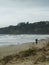 man practicing beach fishing