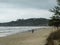 man practicing beach fishing