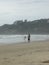 man practicing beach fishing