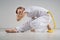 Man practicing capoeira , brazilian martial art.