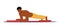 Man Practicing Sports Activity At Home. Young Male Character Stand In Plank Posture Stretching Legs And Arms