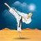 man practising karate. Vector illustration decorative design